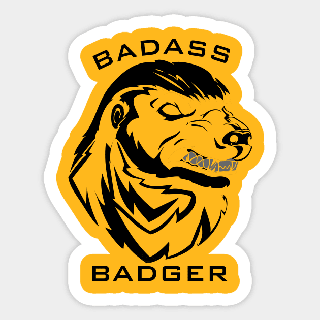 Badass Honey Badger T Shirt Sticker by AdventureWizardLizard